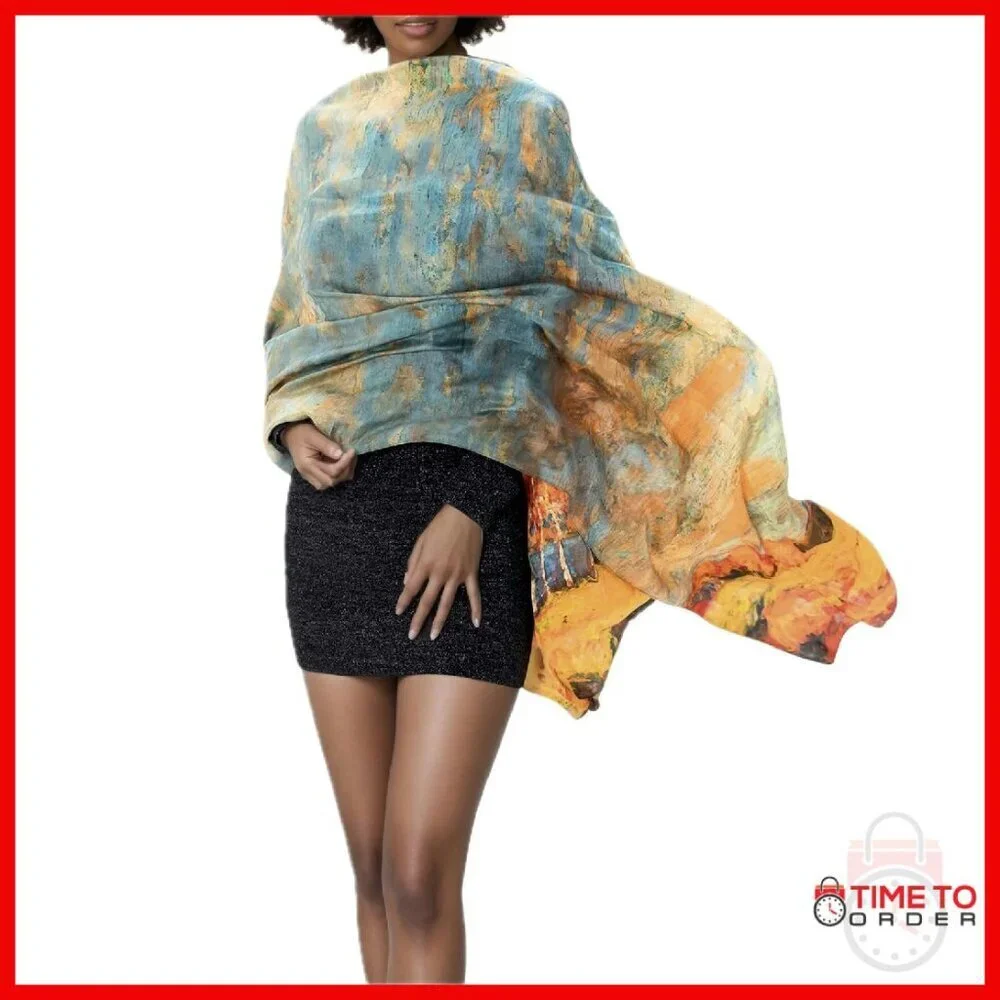 Oversized 100% Mulberry Silk Shawl Wrap Scarf Winter Travel